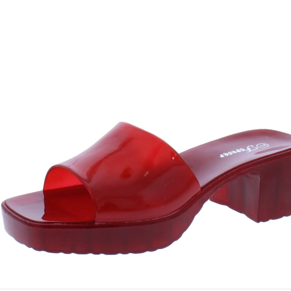 New Red Jelly Heeled Sandals